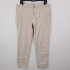 Proper Cloth Pants Men 38x30 Ivory  Stretch Chino Slim Tapered Cotton Twill